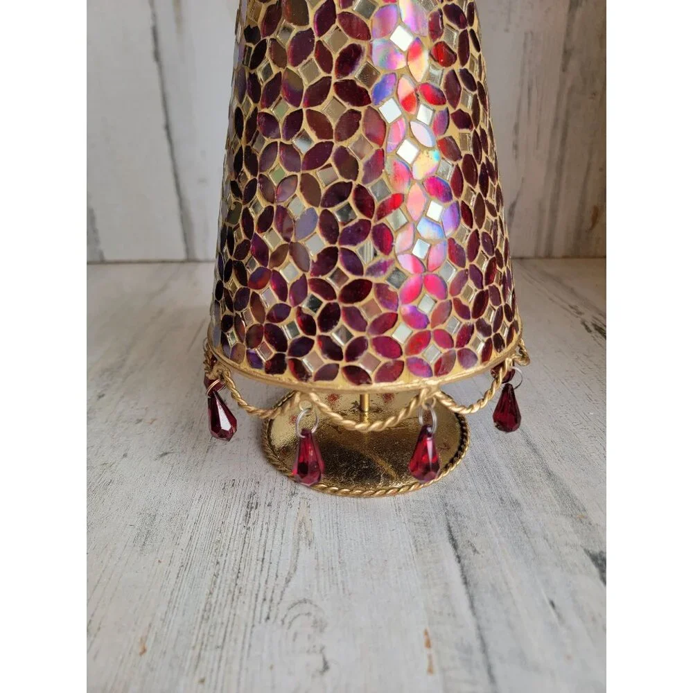Pier 1 tree Mosaic red Christmas tree star Xmas metal‎ decor